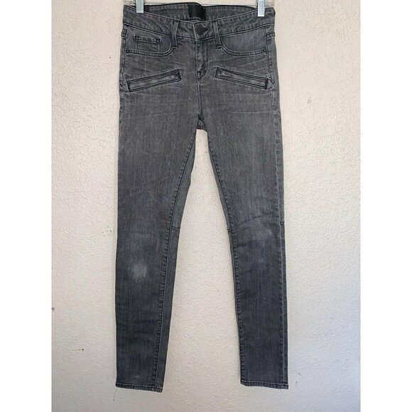 𝅺VINCE Skinny Mid Grey Denim Jeans 26” E1 Distressed - Picture 3 of 7